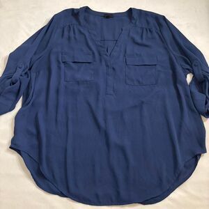 Torrid Plus Size Navy Blue Blouse | 3/4 Sleeves | Size 1X